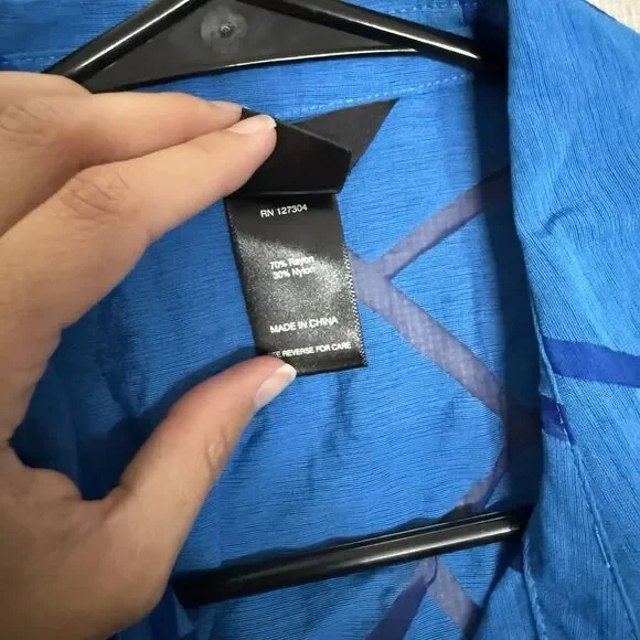 New Ali Miles Medium Blue Black Artsy Lagenlook Textured 3/4 Sleeve Art To Wear - Picture 6 of 14